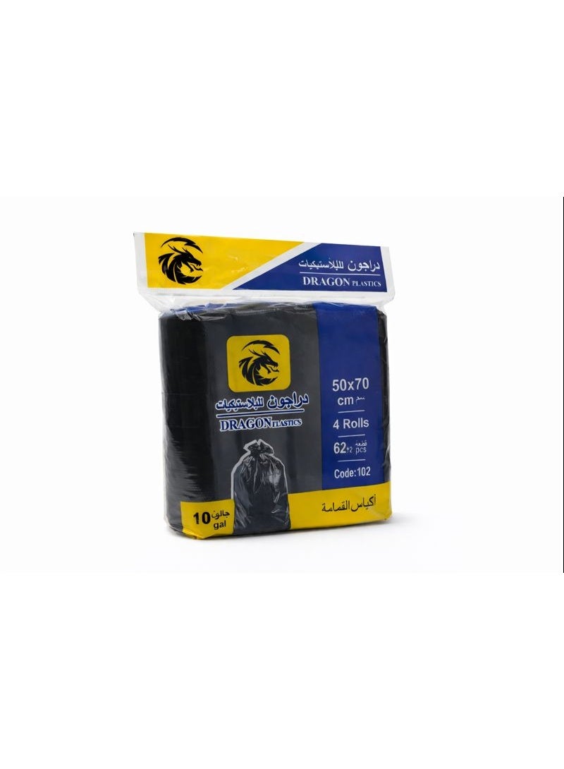 Dragon Garbage Bags, 10 Gallon Capacity 50x70cm, Black, Pack of 4 ( 62+2 Bags), Strong Bin Liners, Durable Trash Bags, Waste Bags for Kitchen, Bathroom, Office, Indoor & Outdoor Use - Image 1